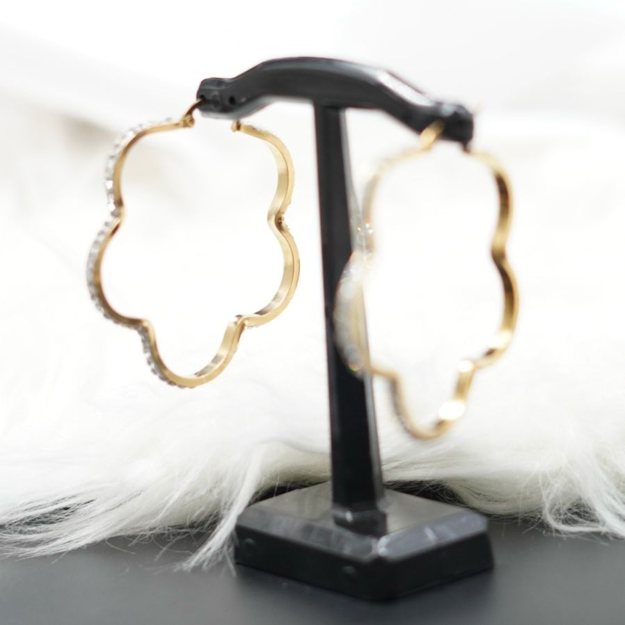 Miniatura 2 de CANDONGA TREBOL PIEDRA BLANCA-DORADA